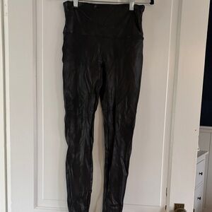 SPANX Faux Leather Black Leggings Large